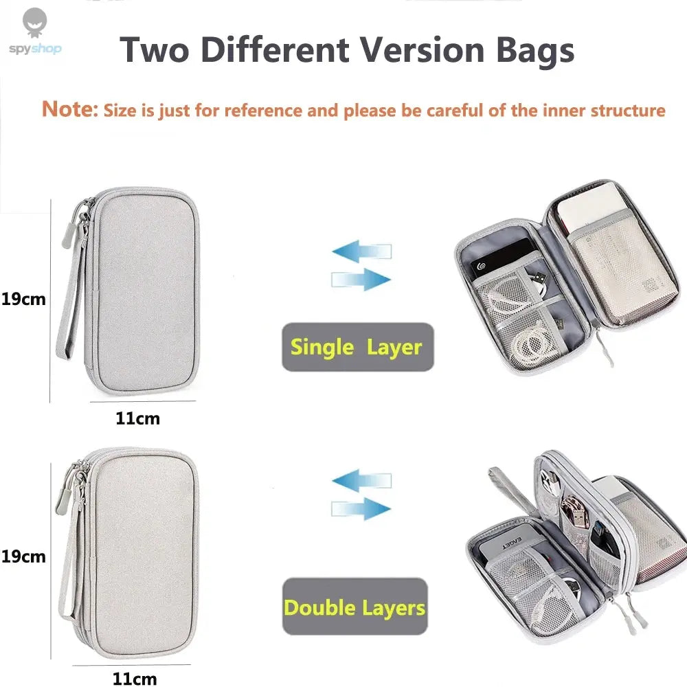 Data Cable Storage Bag Waterproof Portable Carry Case Storage Bag Travel Organizer Bag for Cable Cord USB Charger Spy-shop.com