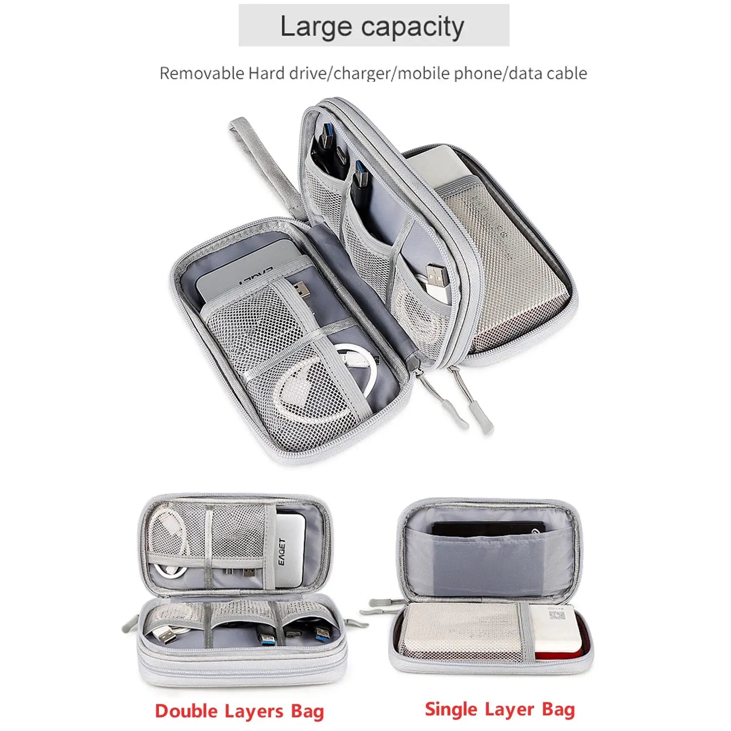 Data Cable Storage Bag Waterproof Portable Carry Case Storage Bag Travel Organizer Bag for Cable Cord USB Charger Spy-shop.com