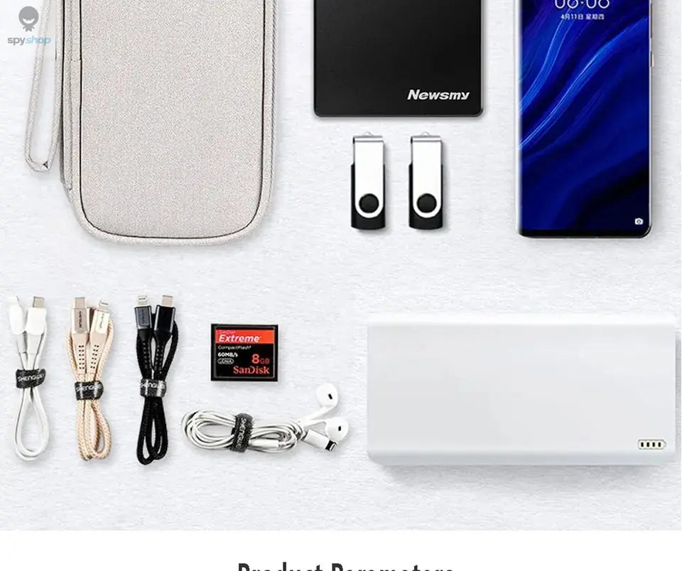 Data Cable Storage Bag Waterproof Portable Carry Case Storage Bag Travel Organizer Bag for Cable Cord USB Charger Spy-shop.com