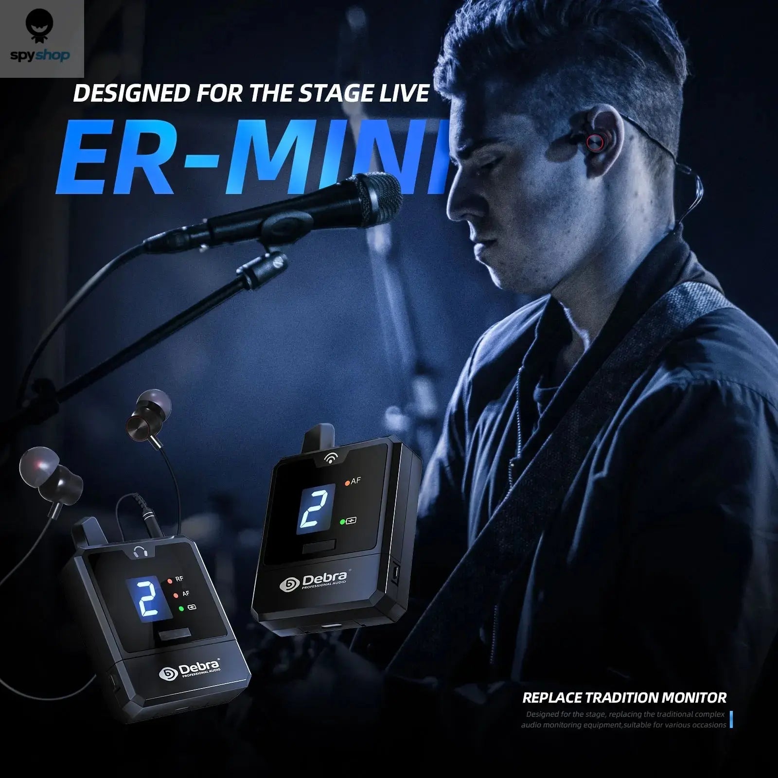 Debra New Protable UHF IEM Wireless In-Ear Monitor System Audio-Mini Rechargeable for Music Audio Monitoring Live Broadcast Spy-shop.com