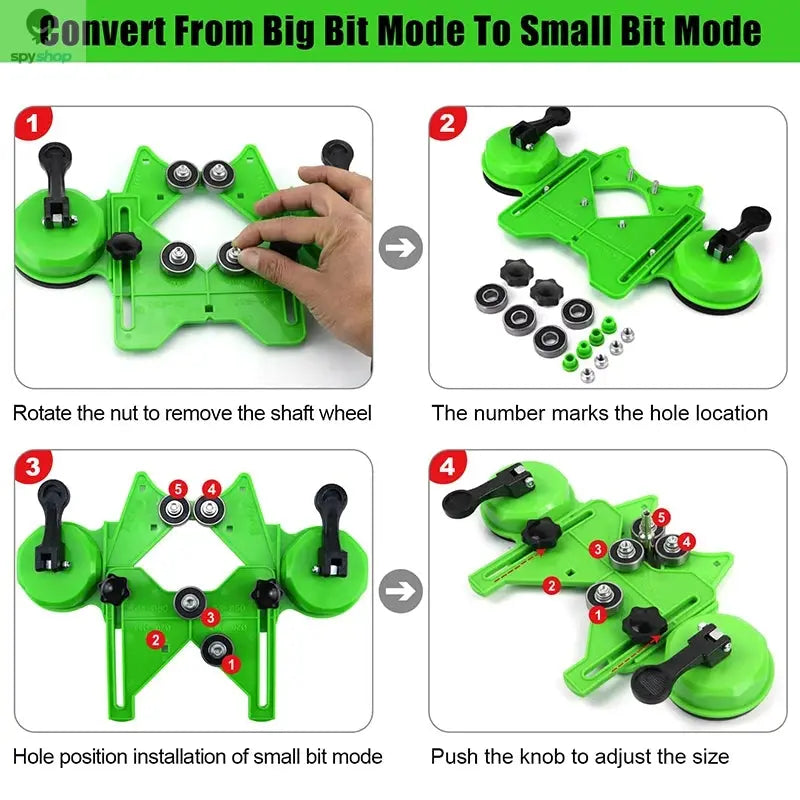 Diamond Hole Saw Kit with Double Suction Cups Hole Saw Guide Jig Fixture From Hollow Drill Hole Saw Set for Ceramic,Glass,Tile