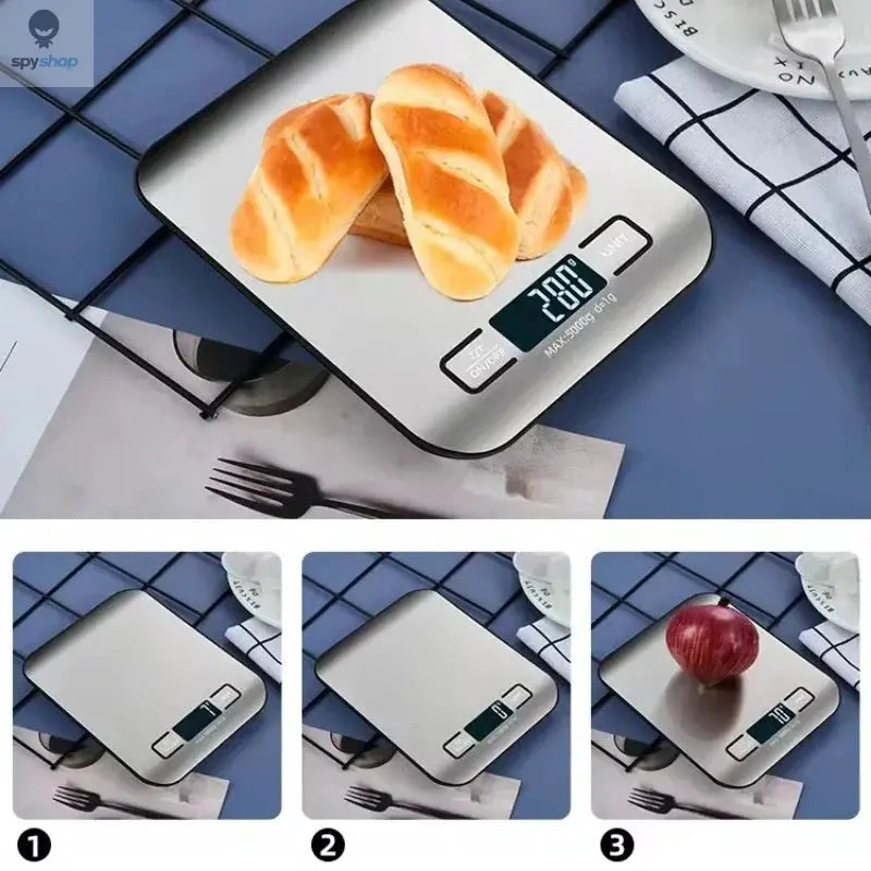 Digital Kitchen Scale LED Display 5kg/1g Stainless Steel Panel Electronic Scales Home Jewelry Food Snacks Weighing Baking Tools Spy-shop.com