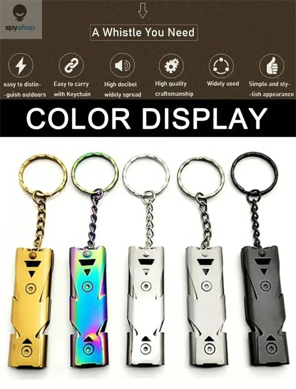 Double Pipe Whistle Pendant Keychain High Decibel Portable Outdoor Survival Emergency Camping Tool Multifunction 1PC Spy-shop.com
