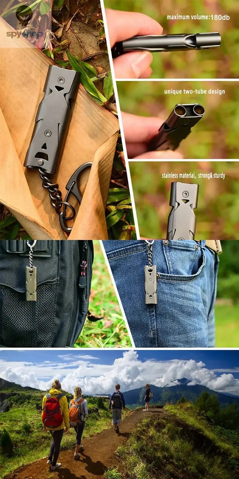 Double Pipe Whistle Pendant Keychain High Decibel Portable Outdoor Survival Emergency Camping Tool Multifunction 1PC Spy-shop.com