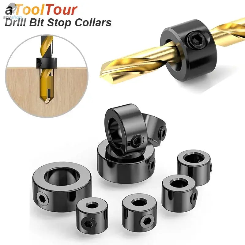 Drill Stoper Collar Set Stop Bit Ring Shaft Limit Metric Lock Steel Press Depth Ajustable Positioner Hole Guide Woodwork Tool Spy-shop.com