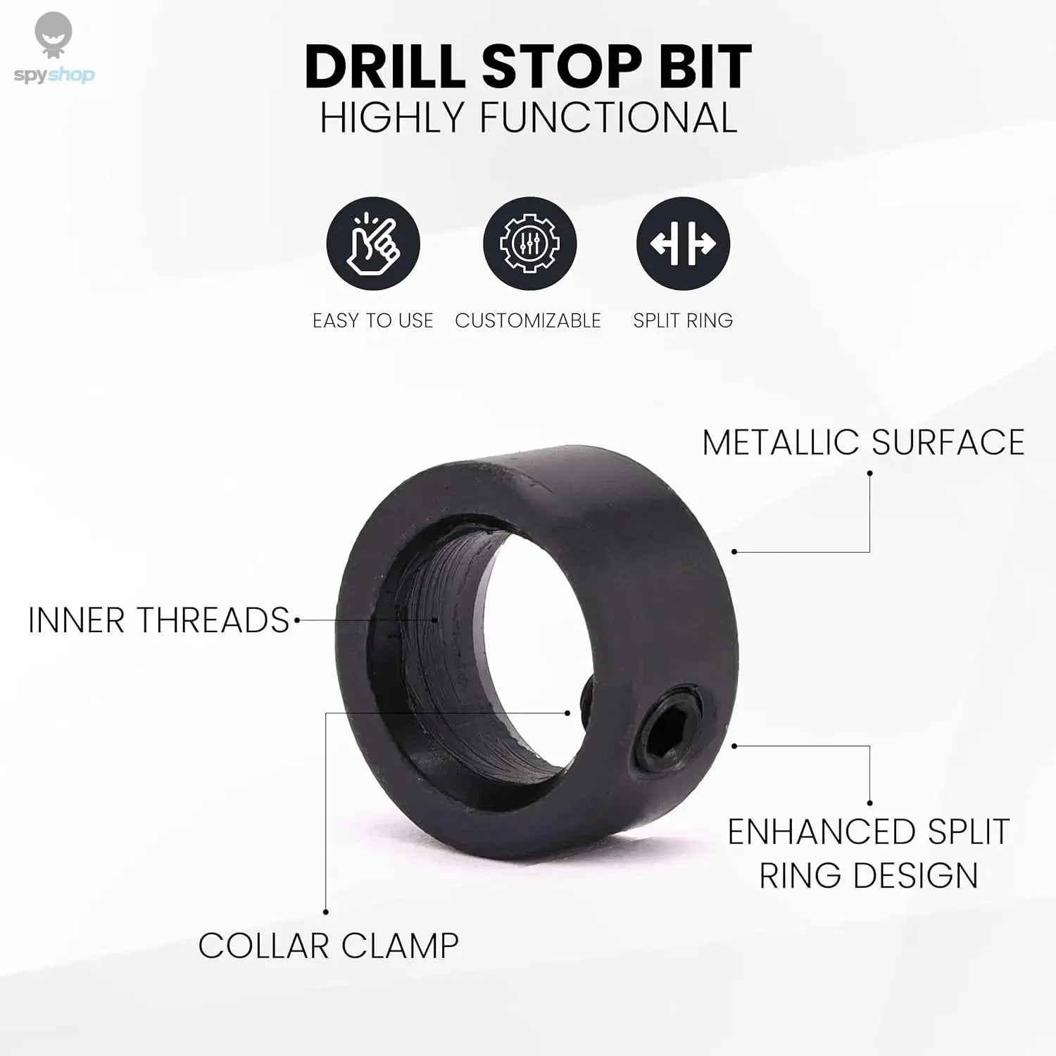 Drill Stoper Collar Set Stop Bit Ring Shaft Limit Metric Lock Steel Press Depth Ajustable Positioner Hole Guide Woodwork Tool Spy-shop.com