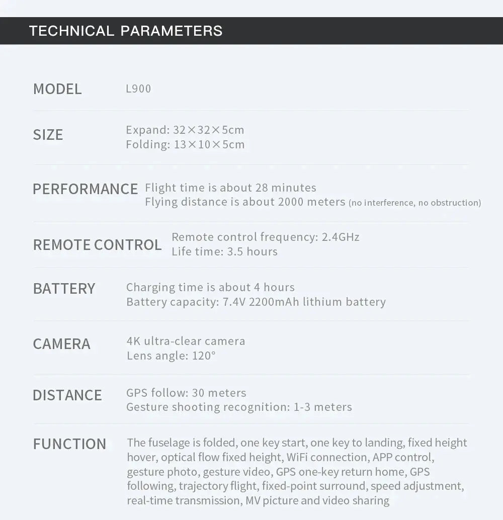 Drone L900 Pro 4K Professional 5G GPS HD Dual Camera Photography Brushless Foldable Quadcopter RC Distance 1.2KM Drones Toys Spy-shop.com