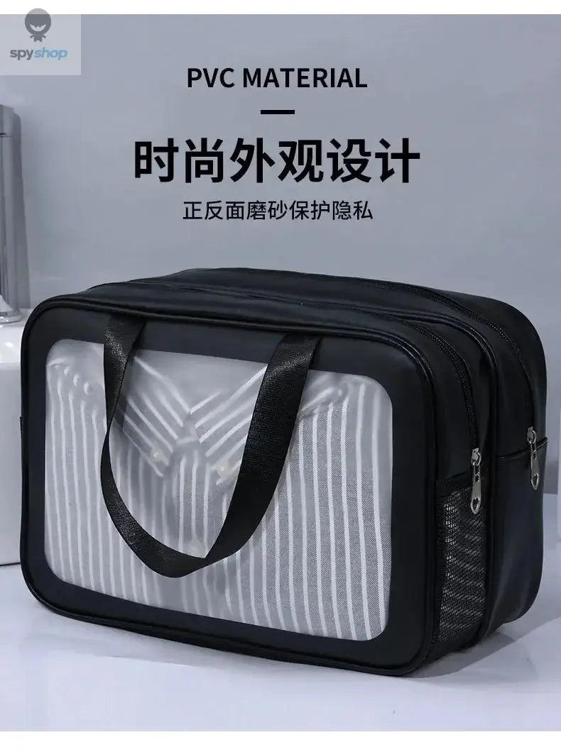 Dry-wet separation double transparent PU makeup bag portable washing bag cosmetic storage bag travel fitness swimming essentials