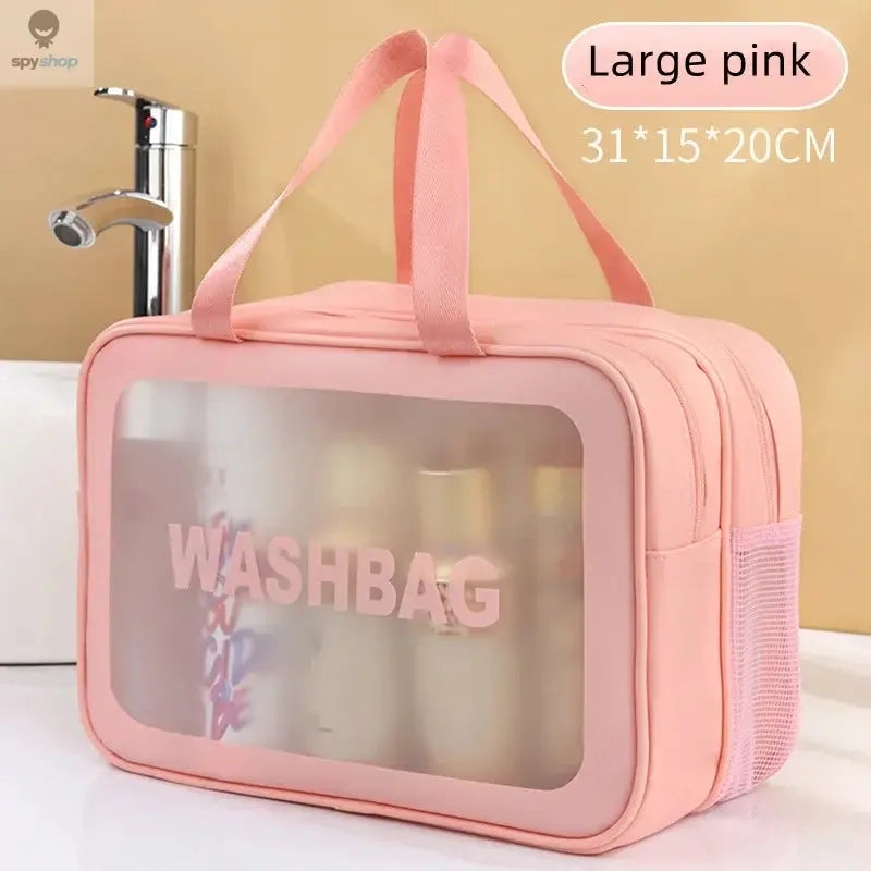 Dry-wet separation double transparent PU makeup bag portable washing bag cosmetic storage bag travel fitness swimming essentials