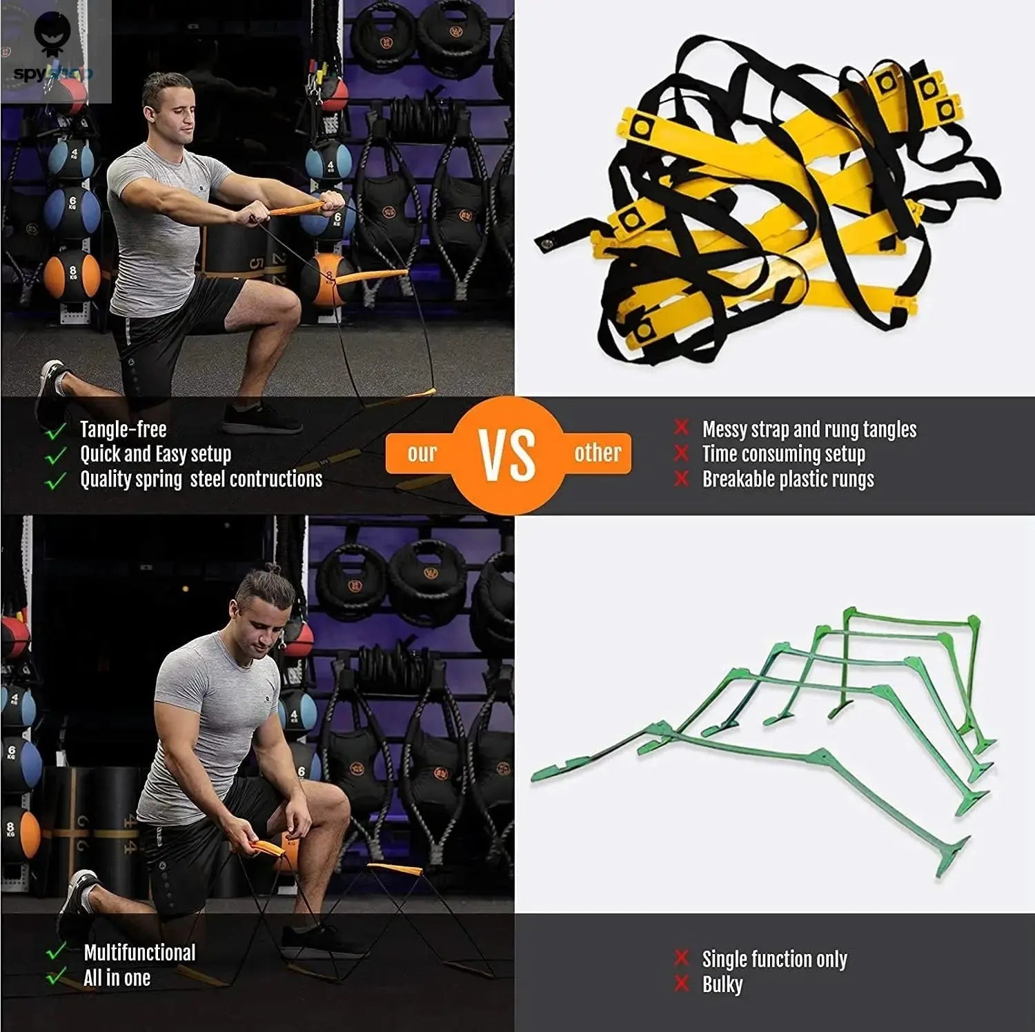 Dual-Purpose Soccer Training Jump Ladder Multifunctional Agility Ladder Speed Training Coordination Footwork Football Equipment Spy-shop.com