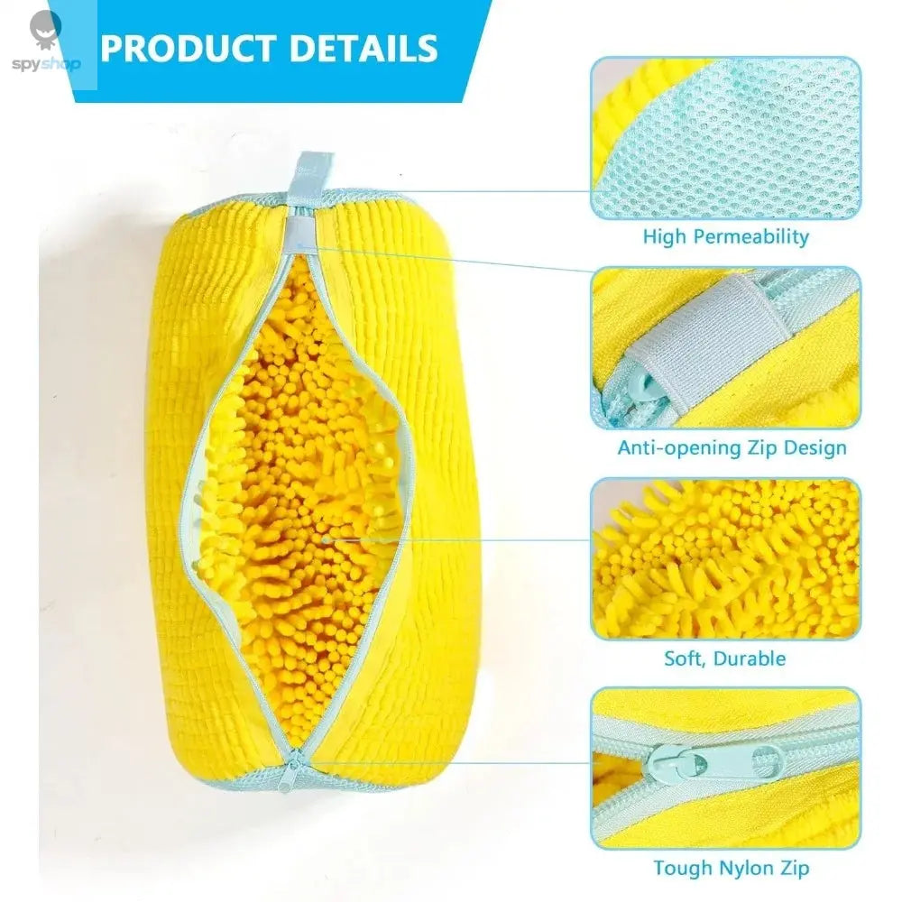 Durable Shoe Washing Machine Bag for All Shoe Types-Yellow with Blue Zipper,Ideal for Sneakers and Casual Shoes,Laundry Wash Bag Spy-shop.com