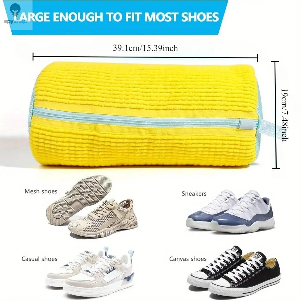 Durable Shoe Washing Machine Bag for All Shoe Types-Yellow with Blue Zipper,Ideal for Sneakers and Casual Shoes,Laundry Wash Bag Spy-shop.com