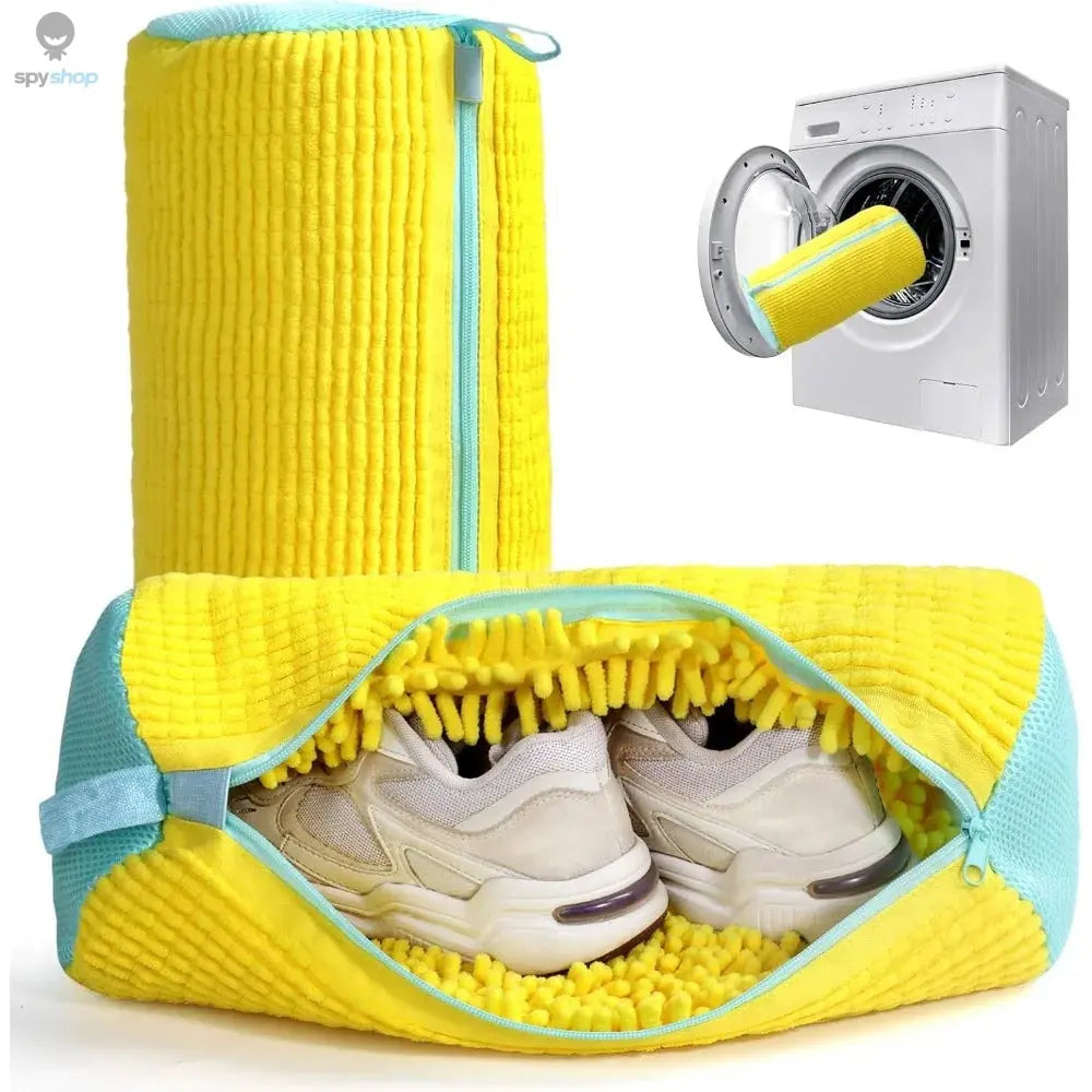 Durable Shoe Washing Machine Bag for All Shoe Types-Yellow with Blue Zipper,Ideal for Sneakers and Casual Shoes,Laundry Wash Bag Spy-shop.com