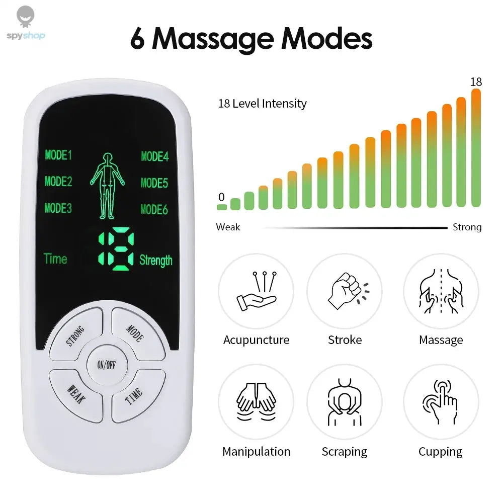 EMS Pulse Electric Muscle Stimulator Back Neck Body Massager Tens Acupuncture Meridian Physiotherapy Digital Massage Tools Spy-shop.com