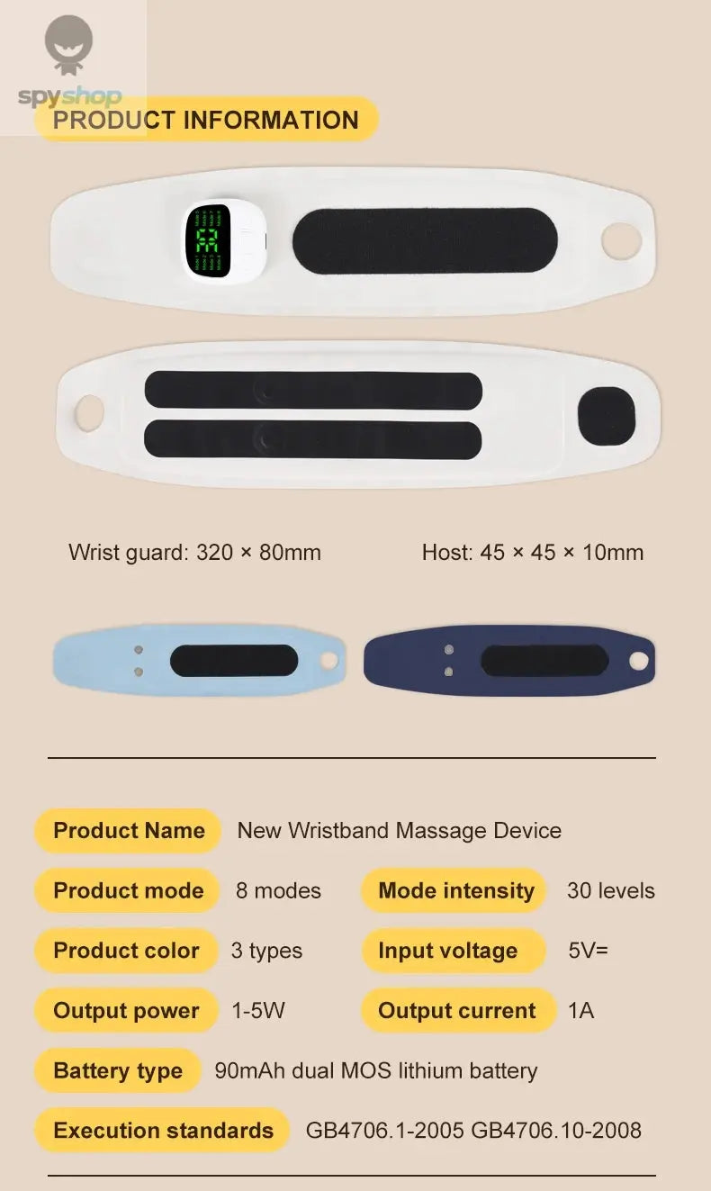 Electric Cordless Wrist Massager USB Rechargeable Vibration Relieves Tenosynovitis Massager for Carpal Tunnel Fatigue Relief