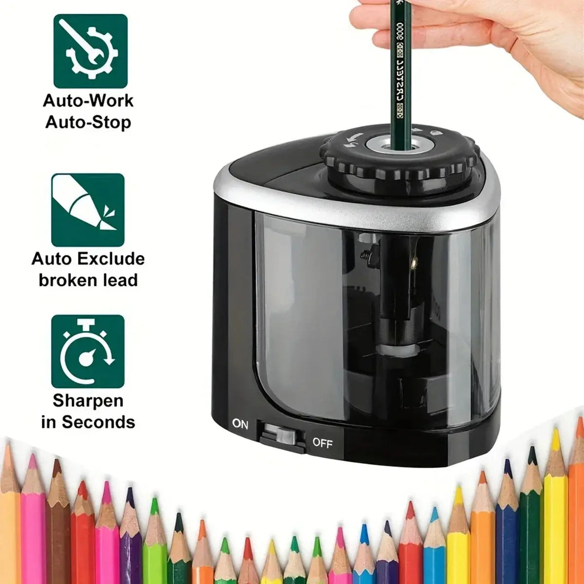 Electric Sharpener Desktop Automatic Pencil Sharpener Suitable To Pencils (6-8mm) for Students School Office Stationery Spy-shop.com
