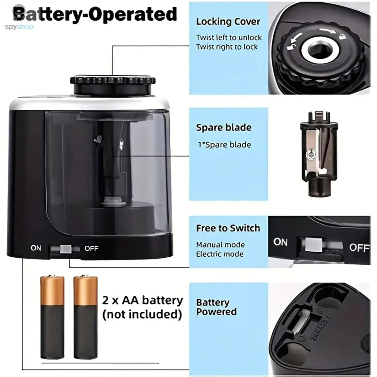 Electric Sharpener Desktop Automatic Pencil Sharpener Suitable To Pencils (6-8mm) for Students School Office Stationery Spy-shop.com