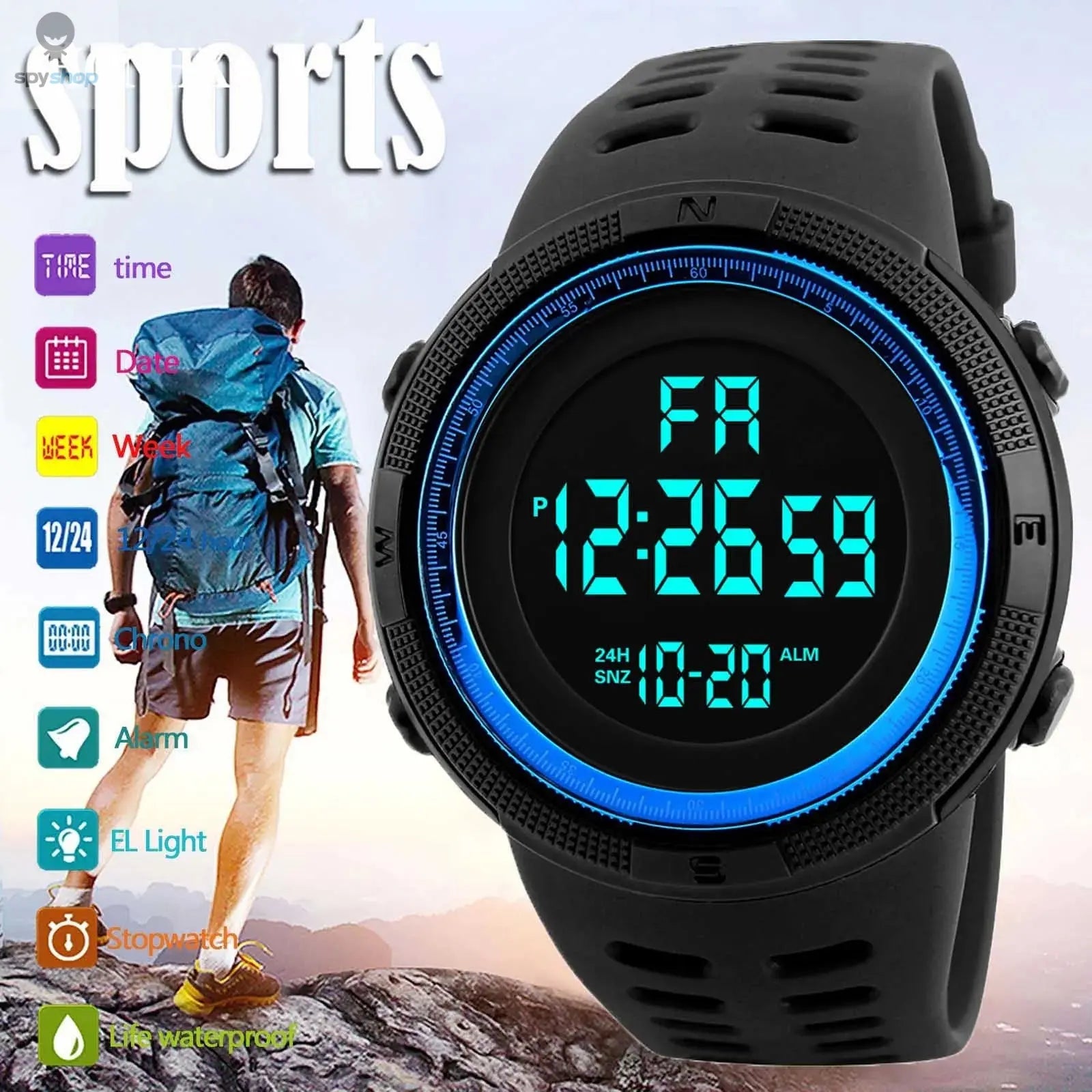 Electronic Watch For Mens Military Sports Watches Luminous Multifunction LED Digital Wristwatch for man kids Boy Student Teen Spy-shop.com