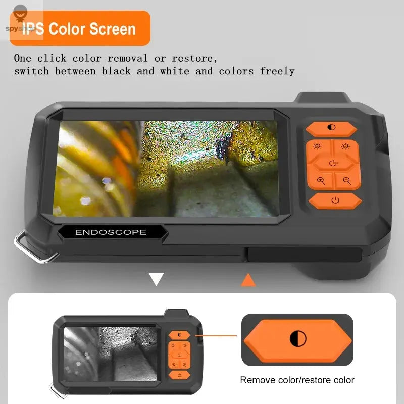 Endoscope Camera 4.3 Inch Screen Replaceable 1-100 Meter Rigid Cable HD1080P 8MM Lens Pipe Inspection USB Borescope LED 2600mAh Spy-shop.com