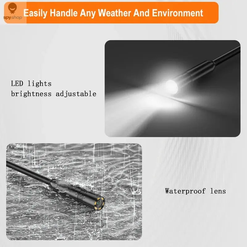 Endoscope Camera 4.3 Inch Screen Replaceable 1-100 Meter Rigid Cable HD1080P 8MM Lens Pipe Inspection USB Borescope LED 2600mAh Spy-shop.com