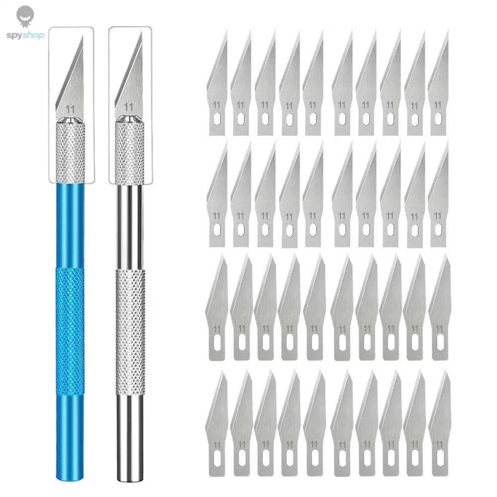 Engraving Non-Slip Metal Knife Kit + 40/10pcs #11 Blades Cutter Craft Knives for Mobile Phone PCB Repair Hand Tools Spy-shop.com