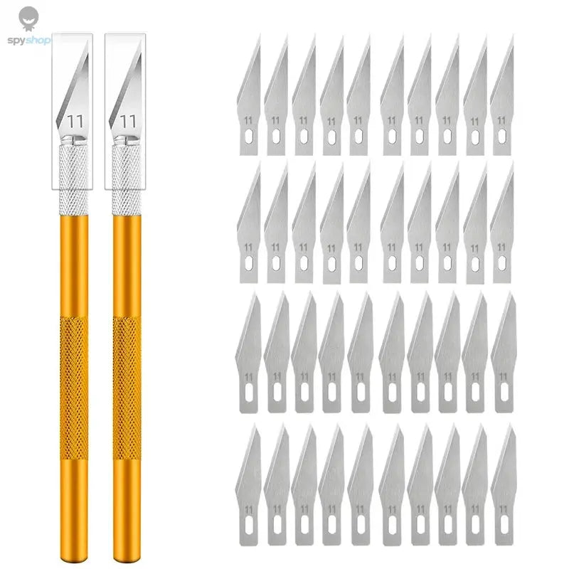 Engraving Non-Slip Metal Knife Kit + 40/10pcs #11 Blades Cutter Craft Knives for Mobile Phone PCB Repair Hand Tools Spy-shop.com