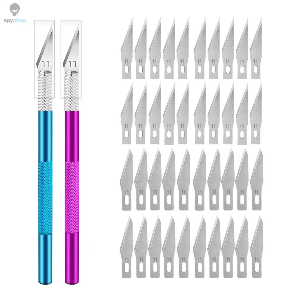 Engraving Non-Slip Metal Knife Kit + 40/10pcs #11 Blades Cutter Craft Knives for Mobile Phone PCB Repair Hand Tools Spy-shop.com