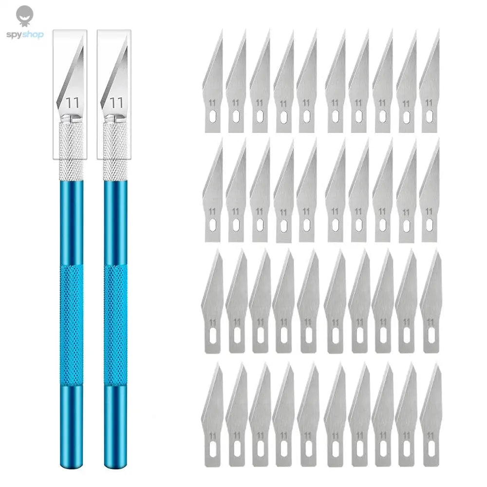 Engraving Non-Slip Metal Knife Kit + 40/10pcs #11 Blades Cutter Craft Knives for Mobile Phone PCB Repair Hand Tools Spy-shop.com