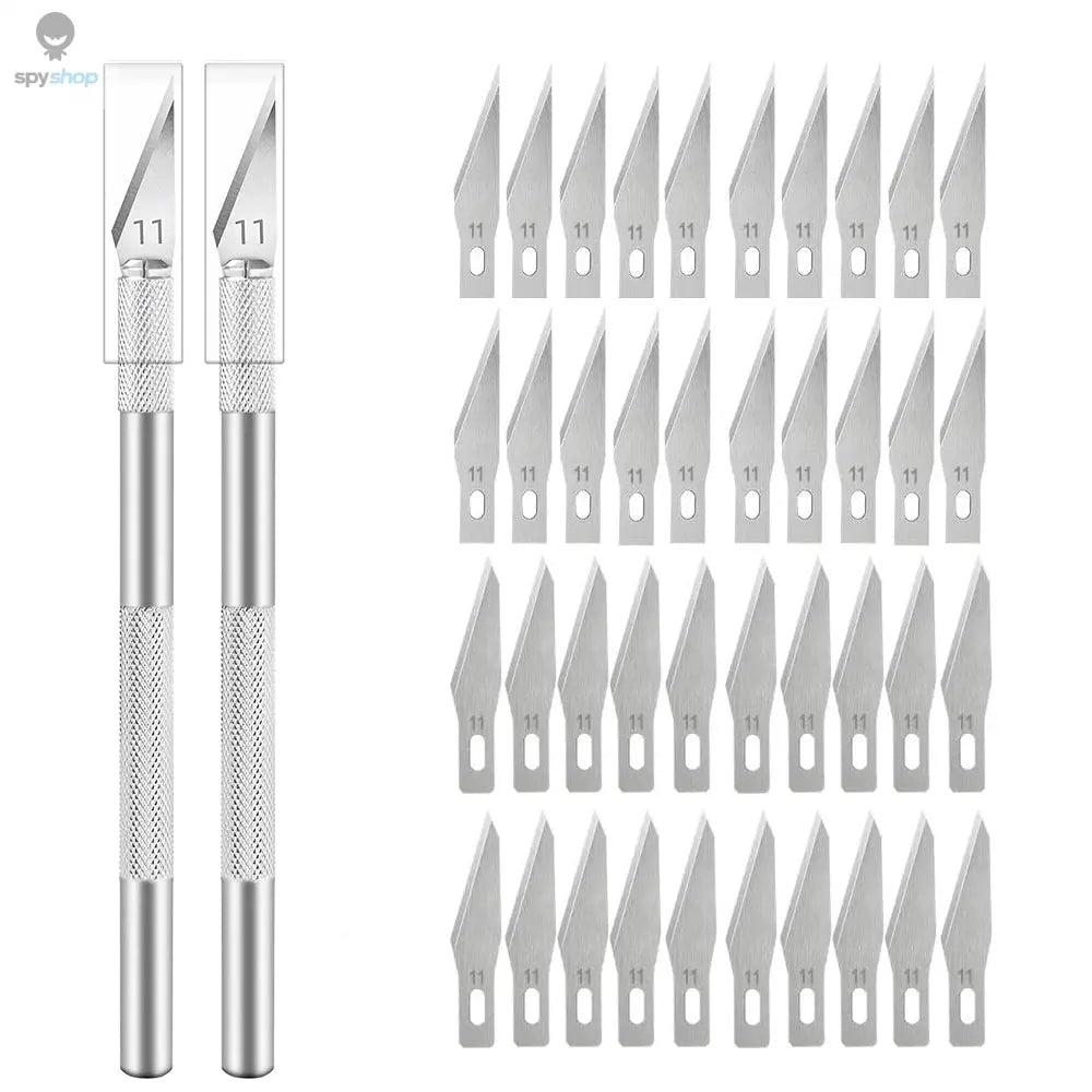 Engraving Non-Slip Metal Knife Kit + 40/10pcs #11 Blades Cutter Craft Knives for Mobile Phone PCB Repair Hand Tools Spy-shop.com