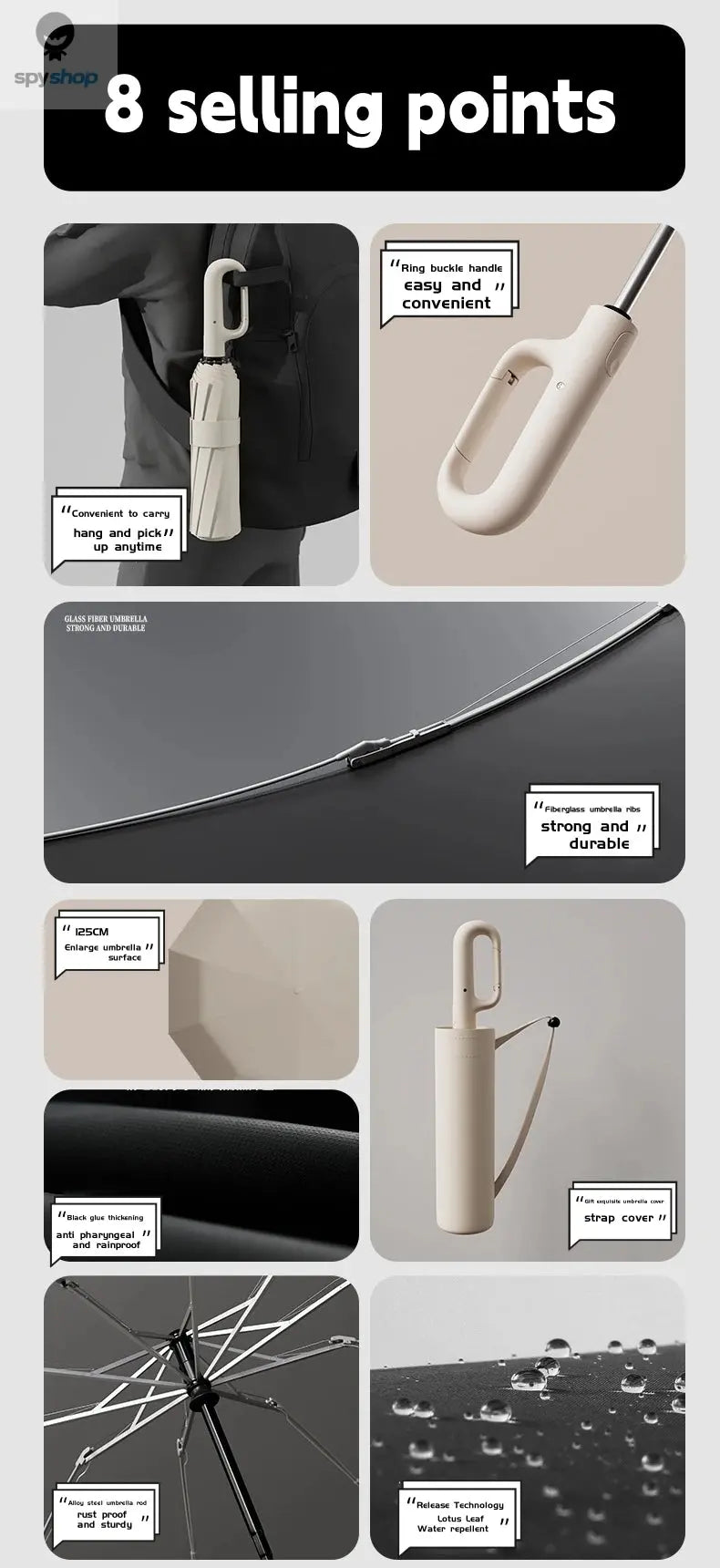 Extra Large Reinforced Wind-resistant Rain-resistant Dual-purpose UV-resistant Fully Automatic Ring-buckle Umbrella Spy-shop.com