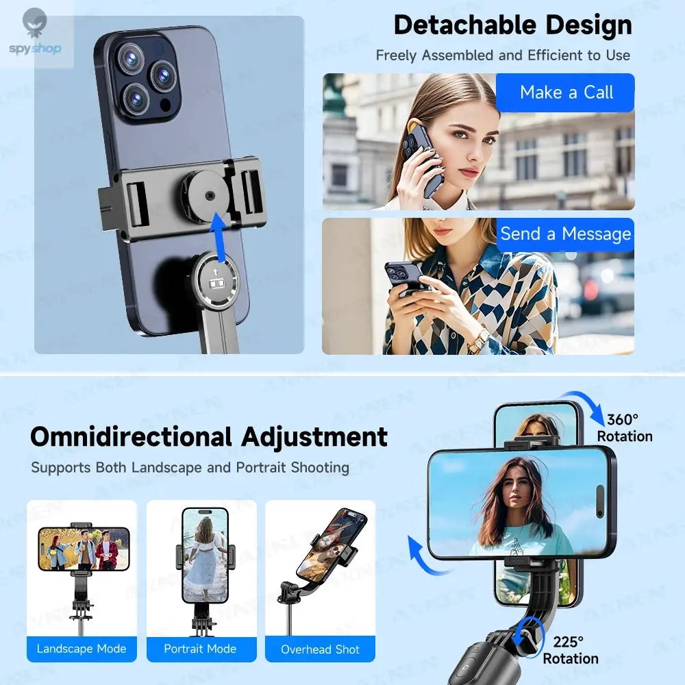 F15 Selfie Stick Tripod with Bluetooth Remote, 6-Section Extendable Pole, 360° Rotation, Fill Light Option, for Phone Vlog