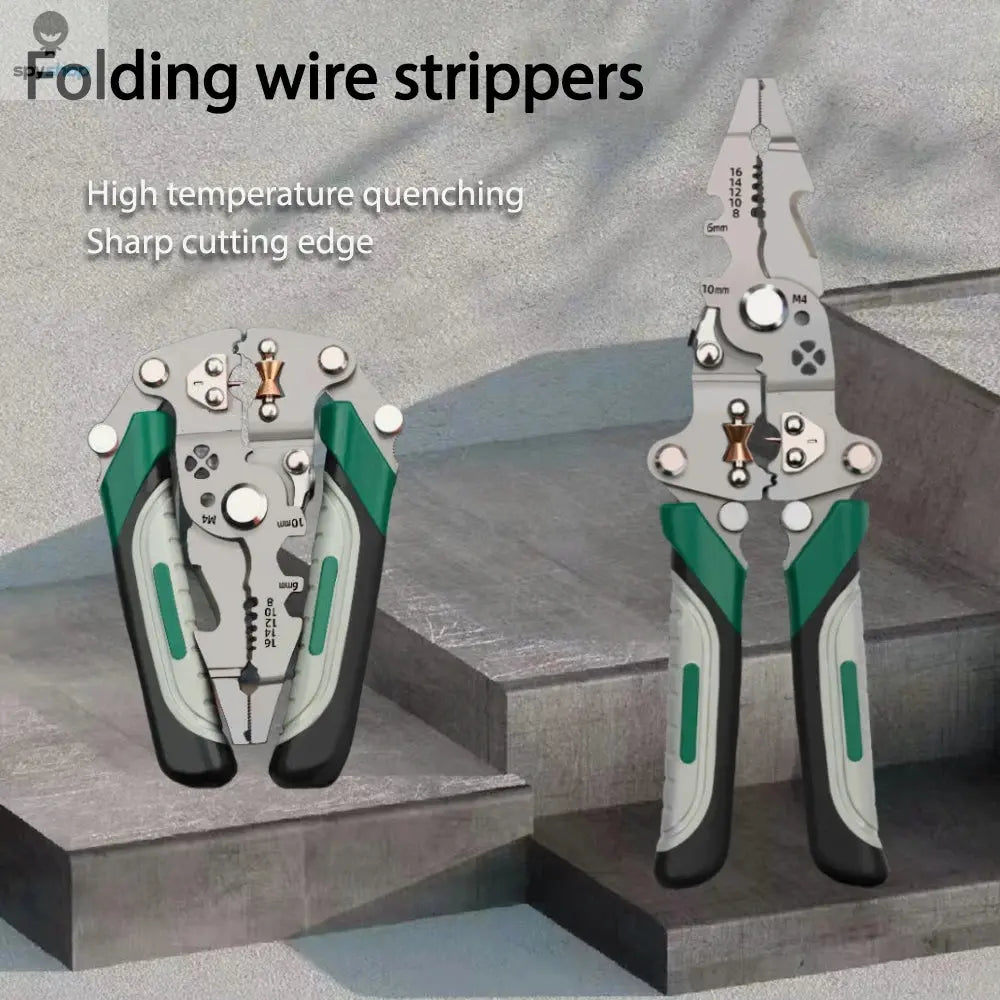 Foldable wire stripper, pulley design multi-function electrician wire splitter wire winding pliers crimping pliers hand tool Spy-shop.com