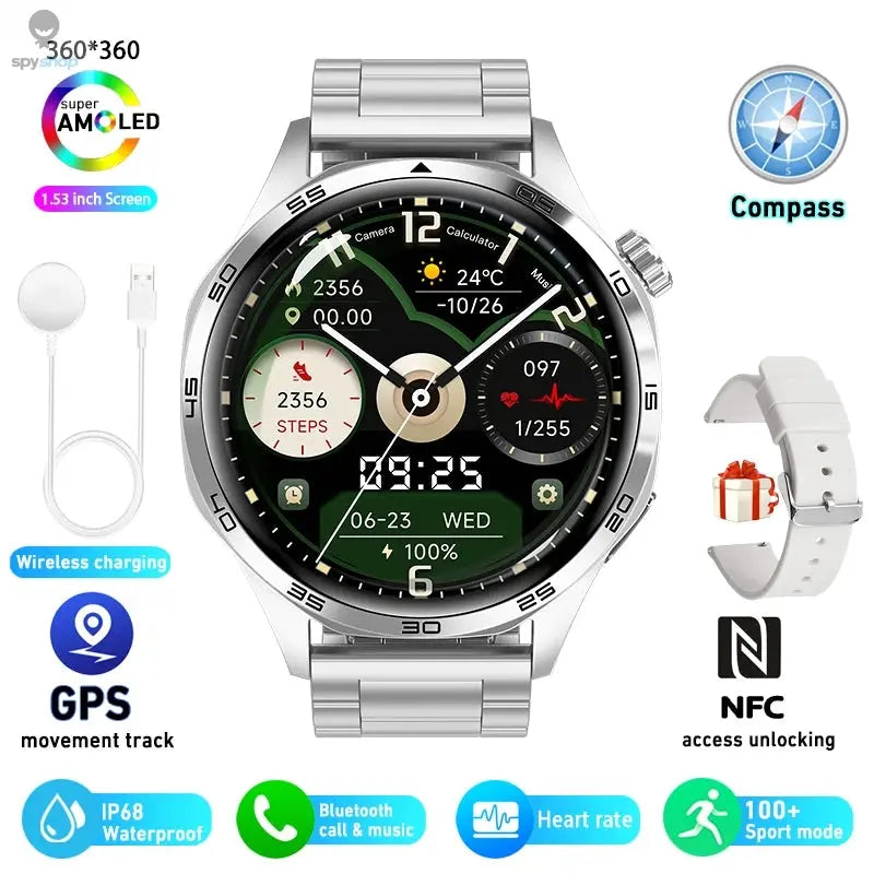 For HUAWEI GT5 Pro GPS NFC Smart Watch Men 360*360 AMOLED Screen Heart rate Bluetooth Call IP67 Waterproof Man Smartwatch 2024 Spy-shop.com