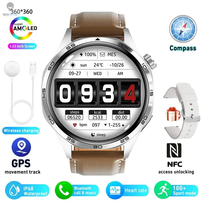 For HUAWEI GT5 Pro GPS NFC Smart Watch Men 360*360 AMOLED Screen Heart rate Bluetooth Call IP67 Waterproof Man Smartwatch 2024 Spy-shop.com