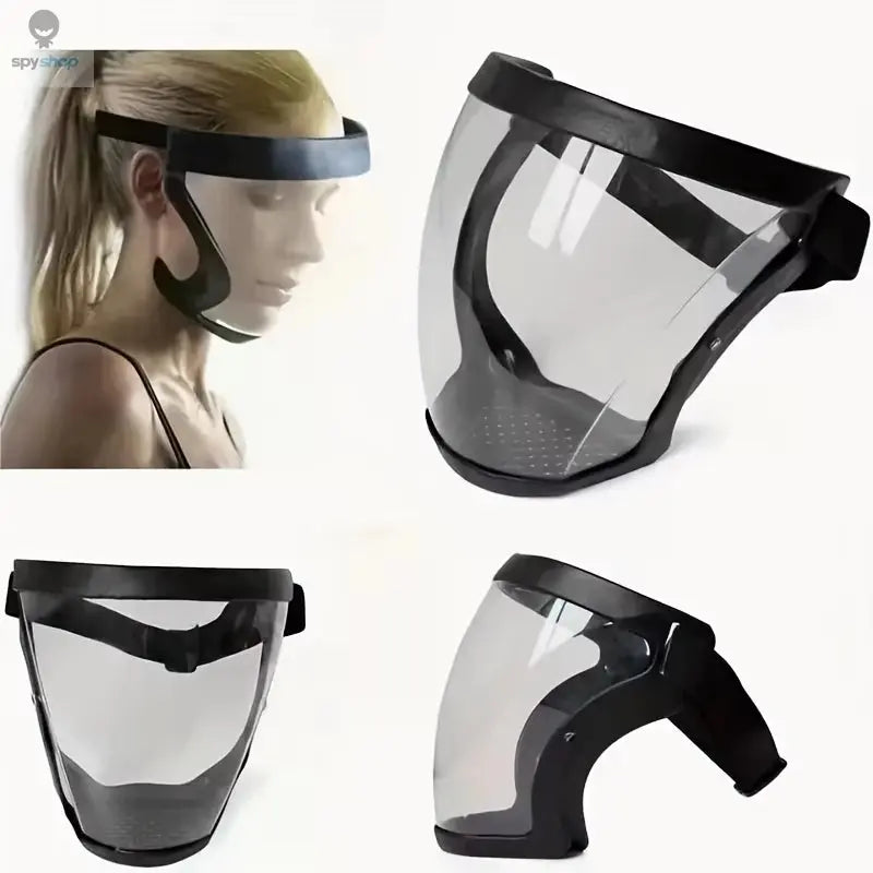 Full-Face Transparent Protection Mask with Adjustable Buckle - Reusable and Heat-Resistant Facial Shield for Safety in Work, Out Spy-shop.com