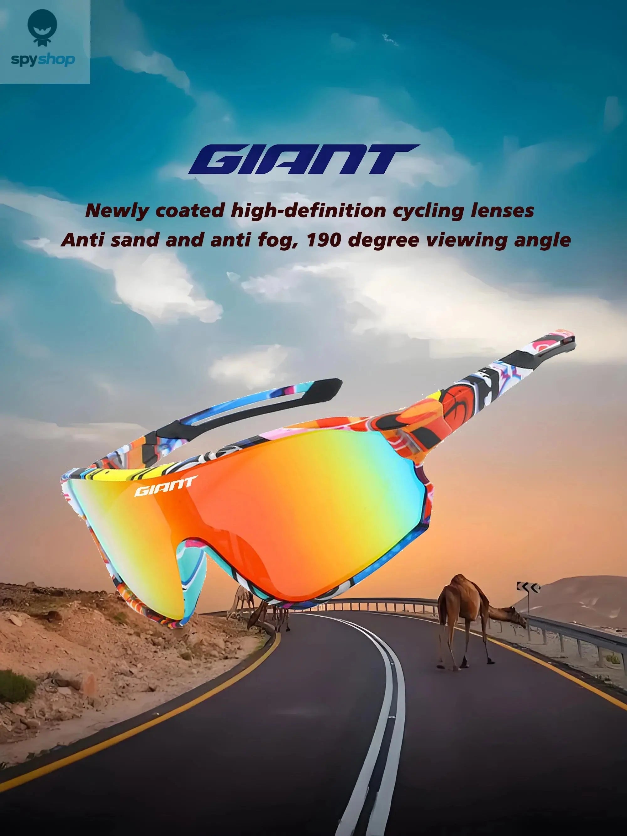 GIANT Top Seller Cycling Glasses UV400 Anti Fog REVO Lenses HD Clarity CE/ANSI Certified Cateye Design MTB/Road Bike man women