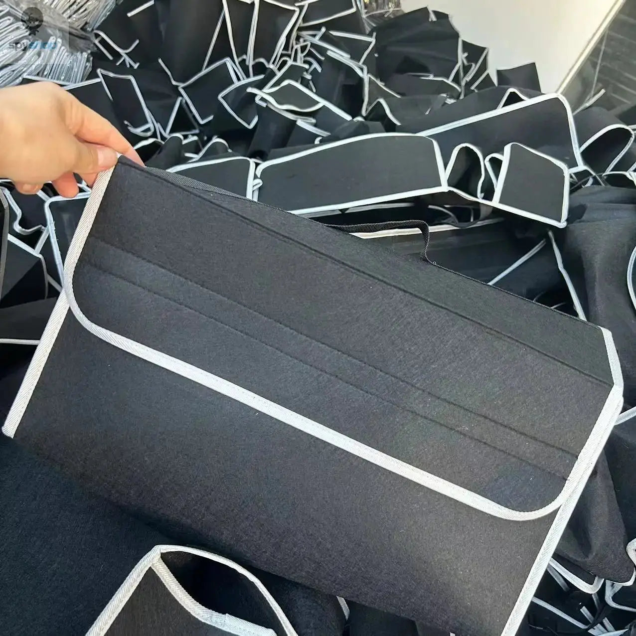 Gray Anti Slip Compartment Boot Storage Organizer Tool Car Storage Bag Car Trunk Organizer Soft Felt Storage Box Car Accessories