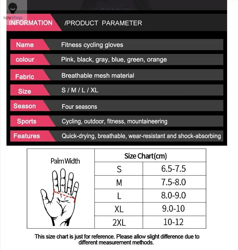 Gym Gloves Fitness Training Fingerless Men Women Bodybuilding Exercise Sports Gloves for Cycling Bicycle Anti Slip Breathable Spy-shop.com