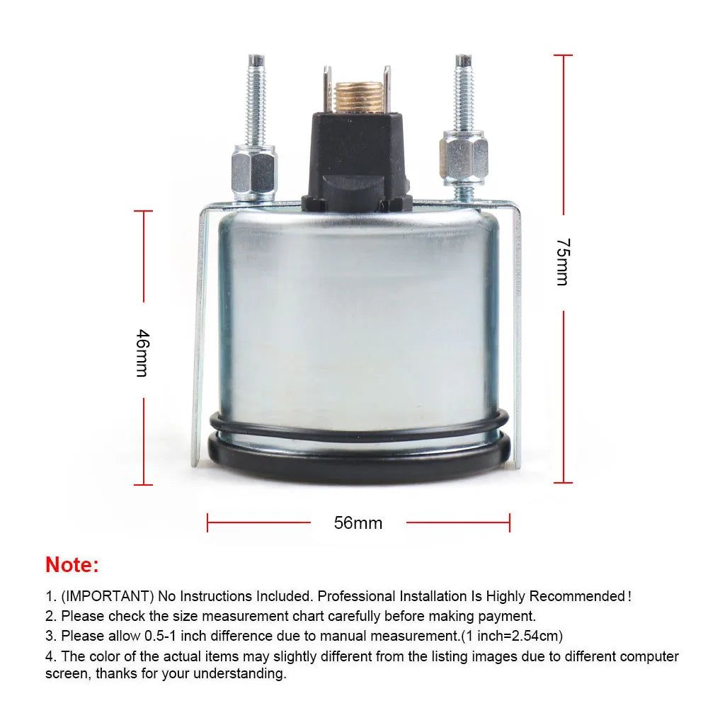Barometro meccanico da 2" 52mm, pressione dell'aria 0-10 Bar/0-150PSI, manometro da 12V con luce gialla per auto e sensore NPT1/8