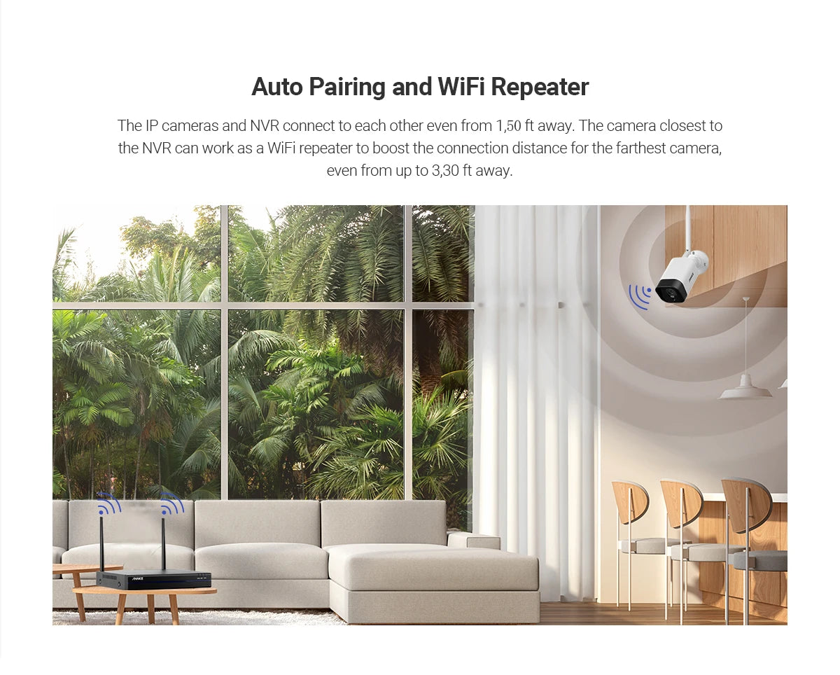 ANNKE Sistem de supraveghere video cu WiFi cu NVR 5MP, camere IP 3MP, înregistrare audio, camere de securitate, AI Detection, CCTV kit