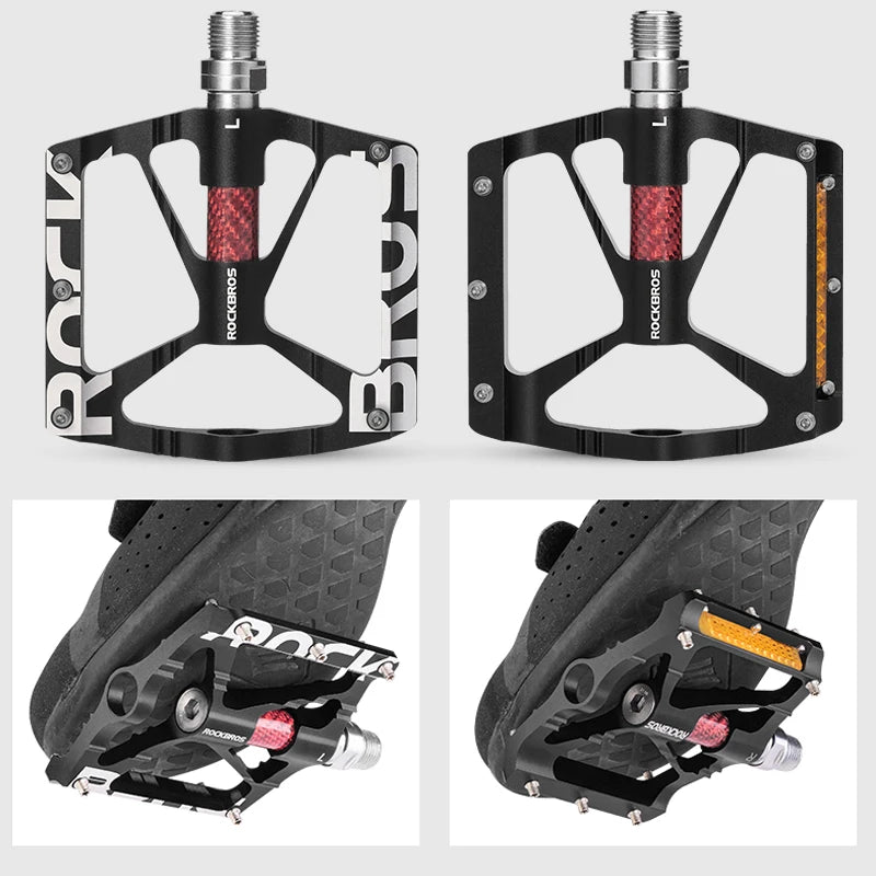 Aluminum Alloy Bike Pedals with Non-Slip Grip & Reflective Safety