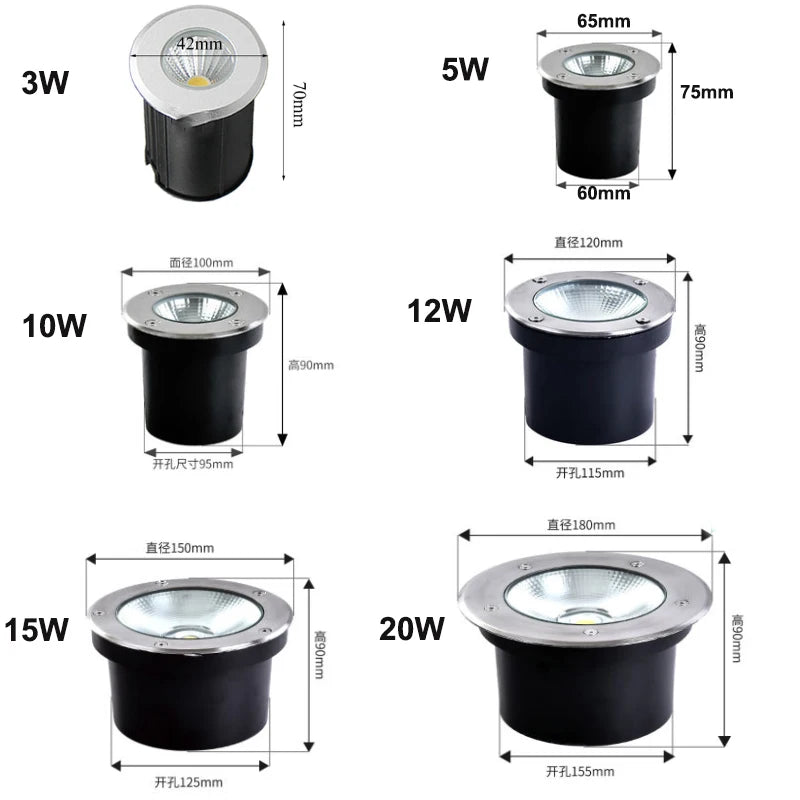 Najazdowa lampa krajobrazowa LED, warianty 3–20 W