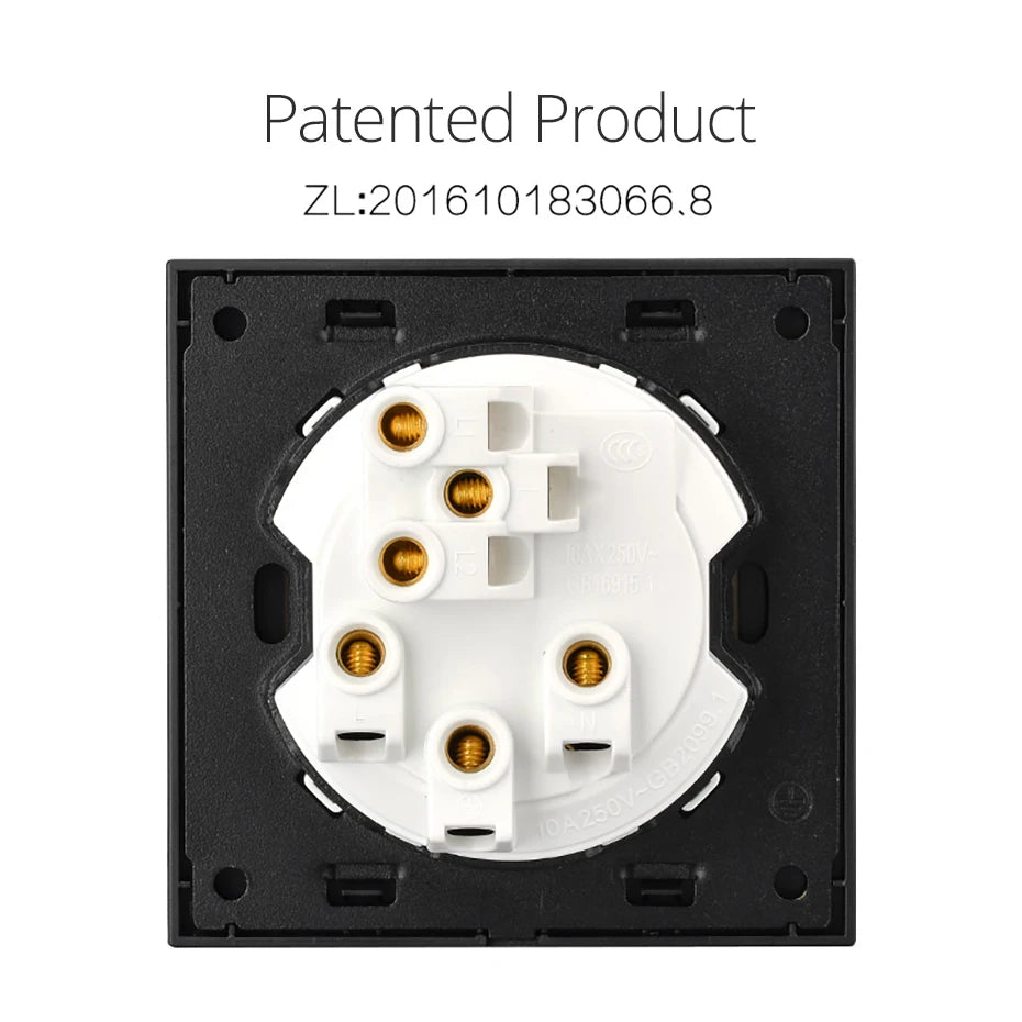 Opções de interruptores de parede modulares L6 em vidro preto