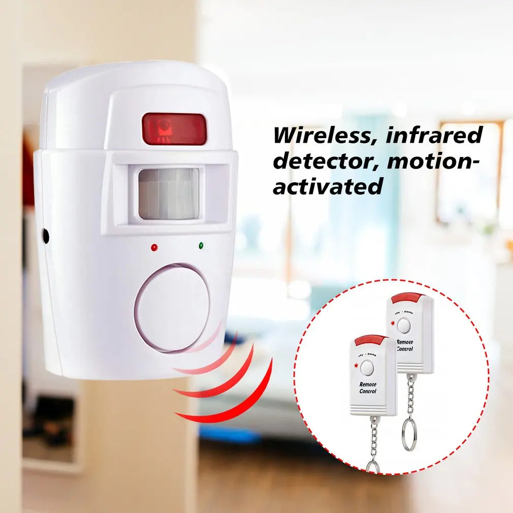 Wireless Motion Sensor Alarm with 105 dB Siren and 2 Remotes