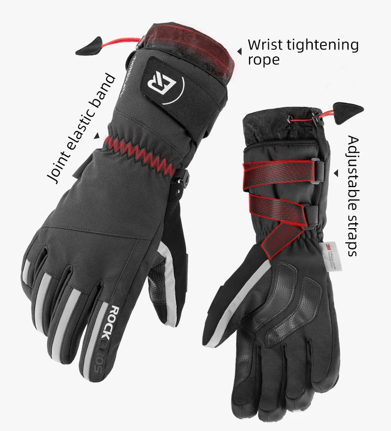 Gants de Ski ROCKBROS Gants Snowboard Moto Neige Hiver Coupe-Vent Étanches Unisexes