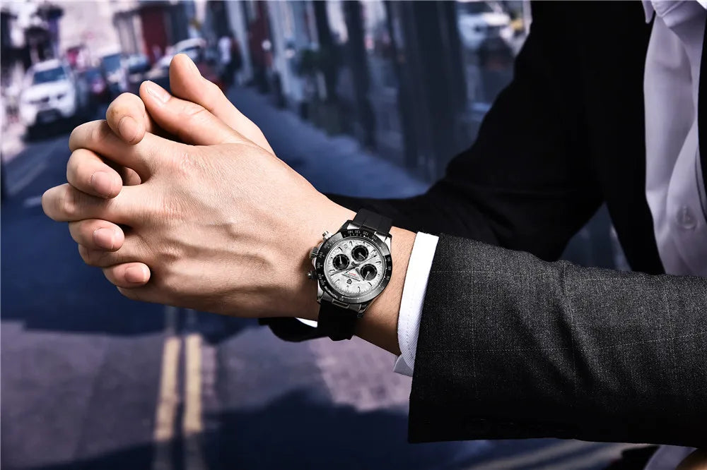 Meteorite Dial Men's Luxury Quartz Chronograph Watch