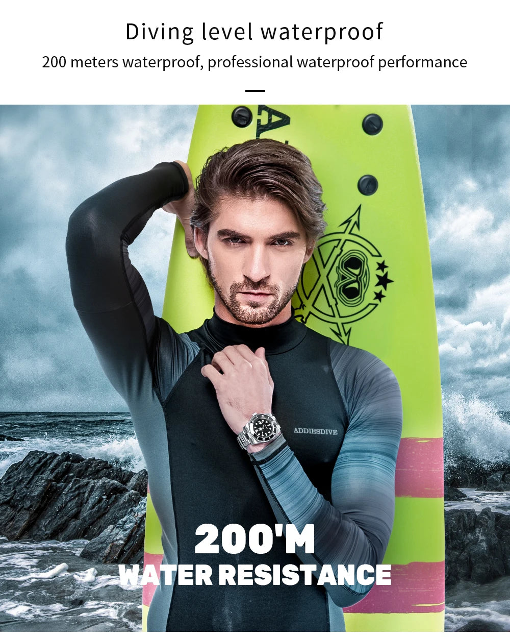 ADDIESDIVE Stainless Steel Men's Quartz Dive Watch