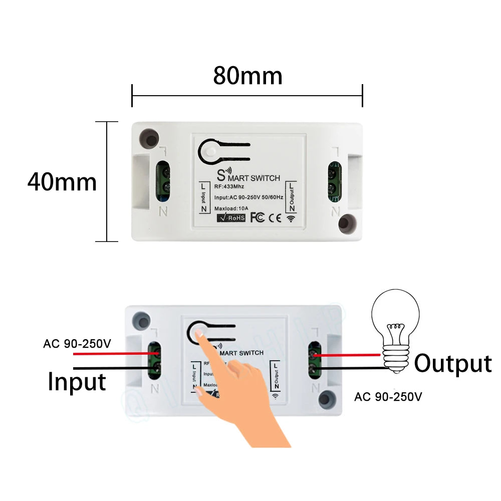 433MHz Wireless Relay and Wall Switch - Options