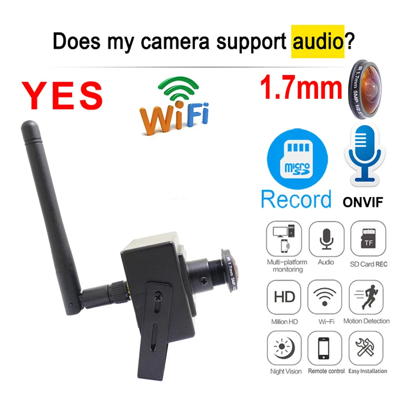 Mini WiFi Security Camera 1080P with 180° Panoramic View & Audio