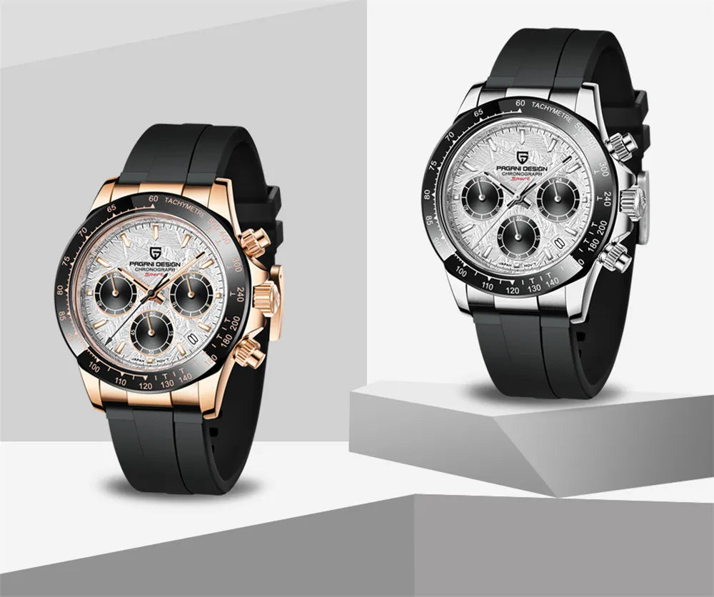 Meteorite Dial Men's Luxury Quartz Chronograph Watch